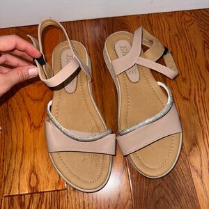 Beige and Silver Sandals